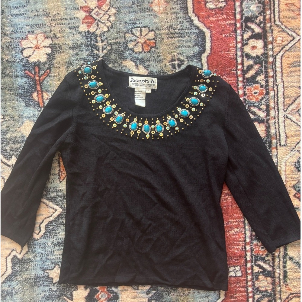 Joseph A. Turquiose Embroidered Top